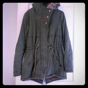 Only Greyish Green Parka with Faux Fur